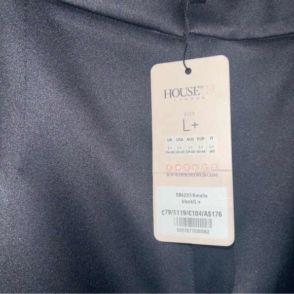 House of CB Amalia Black Satin Trousers | Size L+ - Picture 8 of 13